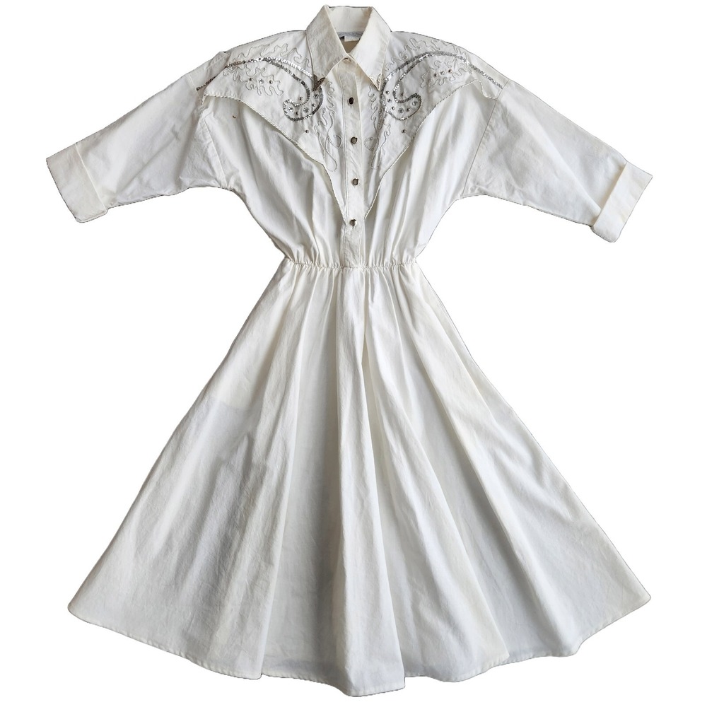 Lia Sofia Exclusive Vintage Western Sequin Embellished Dress Women Cowgirl Retro